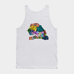 Spirograph Patterned Senegal Regions Map Tank Top